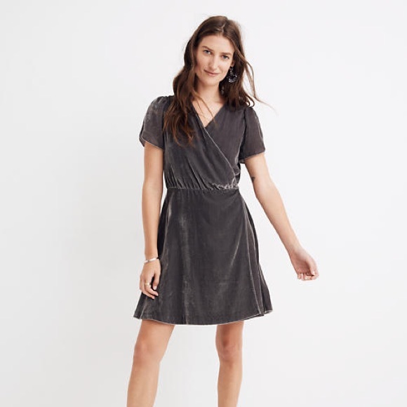 Madewell Dresses & Skirts - Madewell Velvet Wrap Dress - Gray